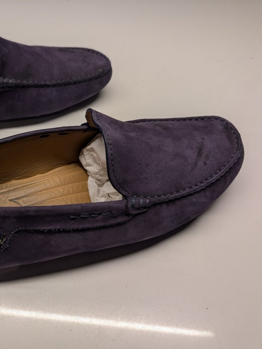Authentic Tod's for Ferrari Suede Gommino Driving Shoes Slate UK 7.5 (Fits US 8.